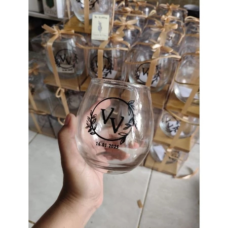 Souvenir Gelas Tuscany / GELAS TELOR CUSTOM NAMA SABLON