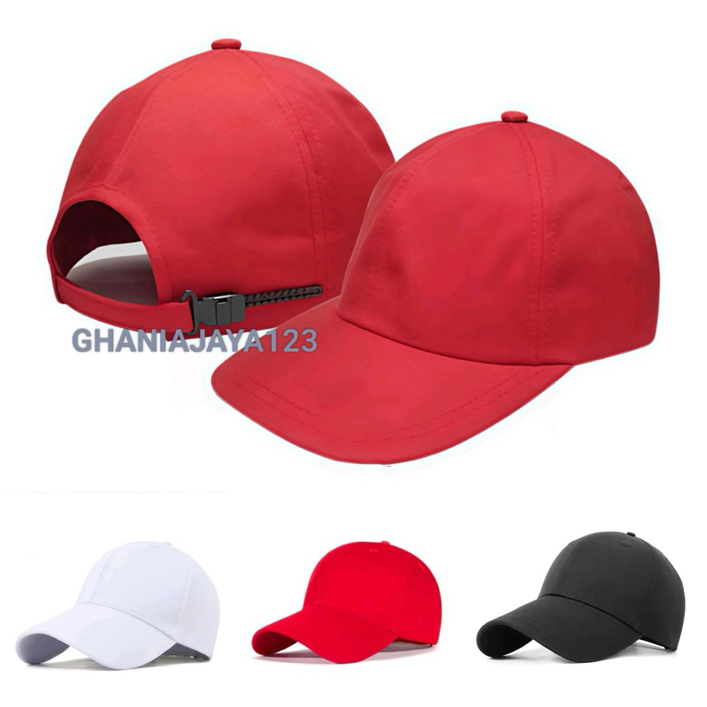 topi polos merah putih hitam premium distro cewek cowok