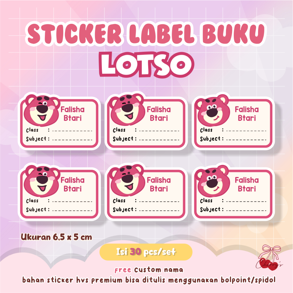 

Sticker Label Buku Lotso Sticker Label Nama Toy Story Sticker ATK Sticker Waterproof Sticker Custom