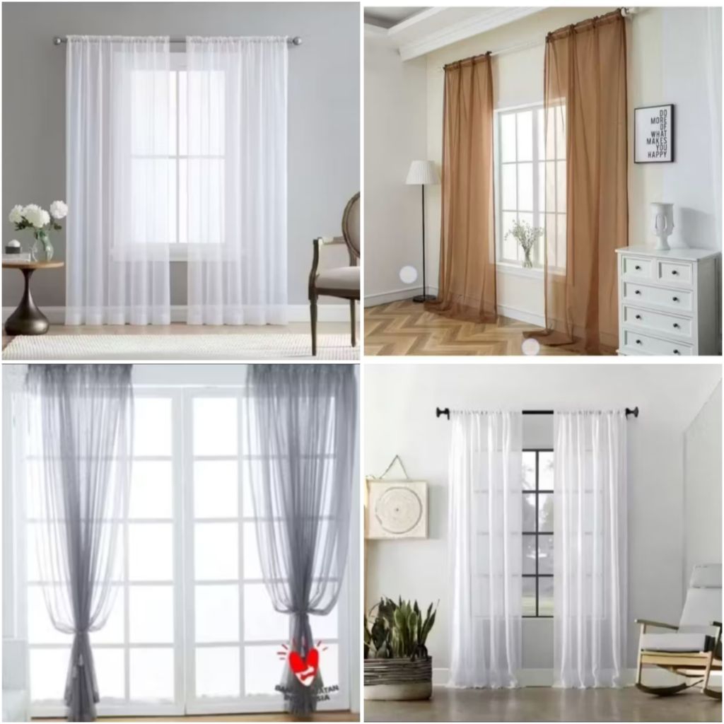 Gorden vitrase warna putih polos import vitrase model serut Gorden polos Tirai pintu jendela dalaman