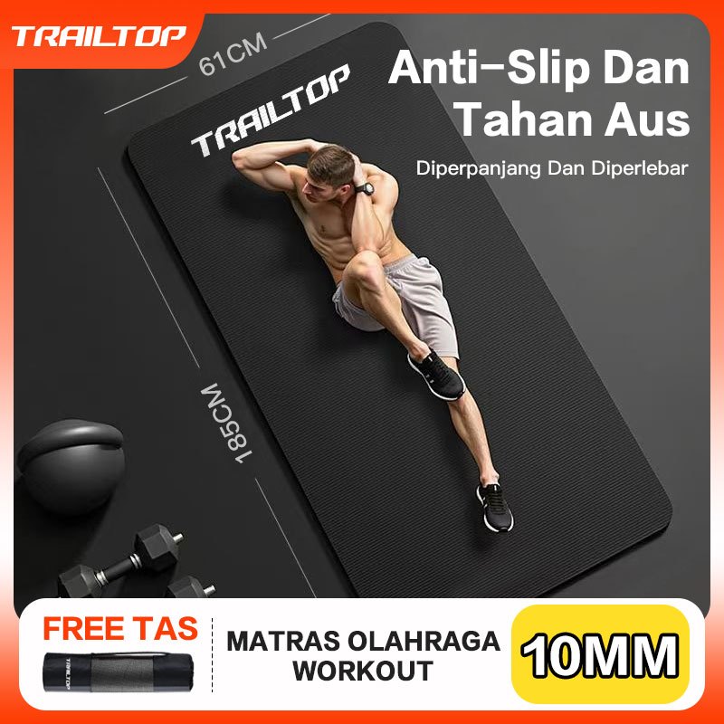 TrailTop Matras Yoga Premium Anti Slip 8/10mm Karpet Olahraga untuk Fitness & Latihan di Rumah