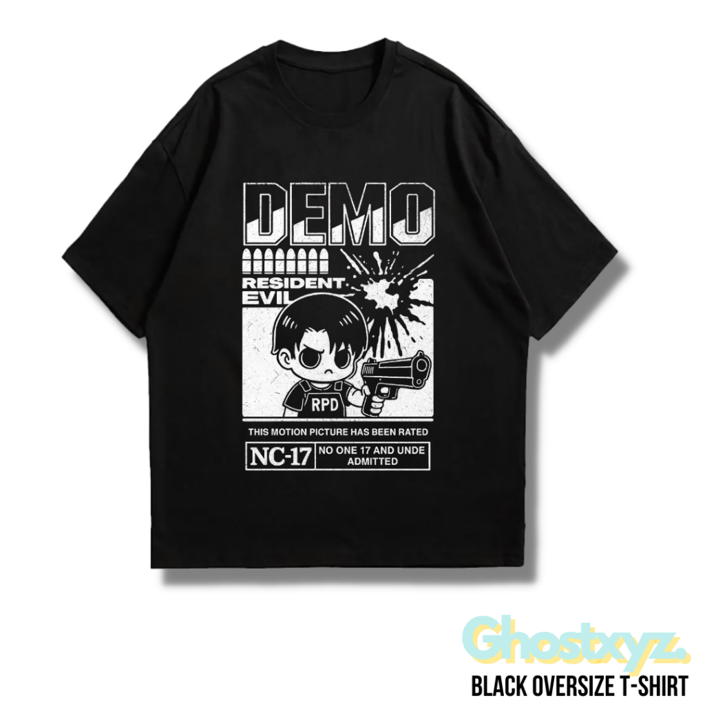 Ghostxyz T-Shirt Resident Evil Black Oversize Vintage Tee Baju Kaos