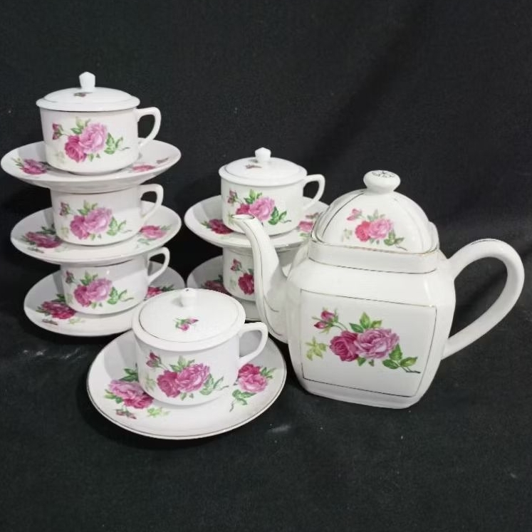 Kopi set Twin Rose jadul - teaset antik