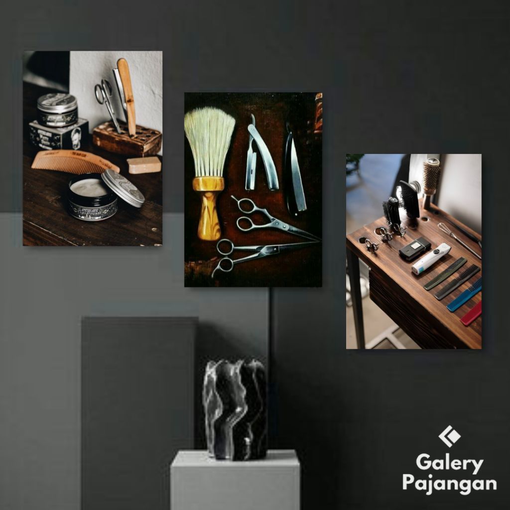 GPS - Poster Barbershop Vintage Hiasan Dinding Walldecor Barbershop Vintage Poster Kayu Pajangan Hia