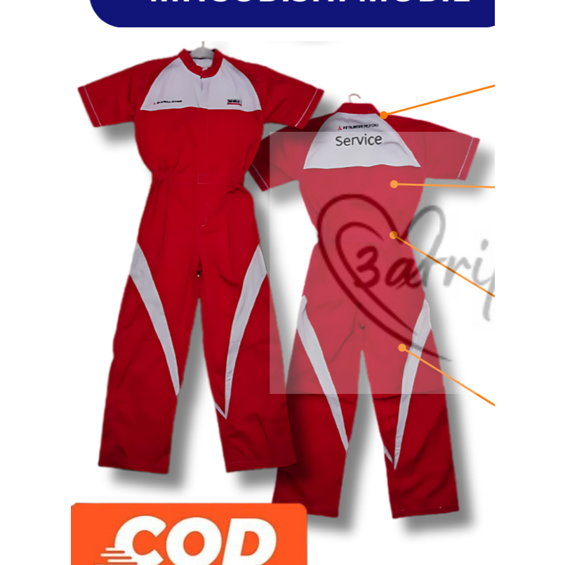 Wearpack Mitsubishi | Seragam Mitsubishi Ori | Seragam Bengkel| Seragam Kerja Pria | Seragam Mekanik