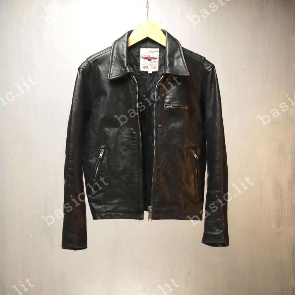 ACDC boxy single rider biker leather jacket second preloved