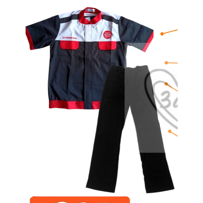 Wearpack Honda Mobil New / Wearpack Honda Mobil / Wearpack Honda Merah Hitam /Wearpack Bengkel Honda