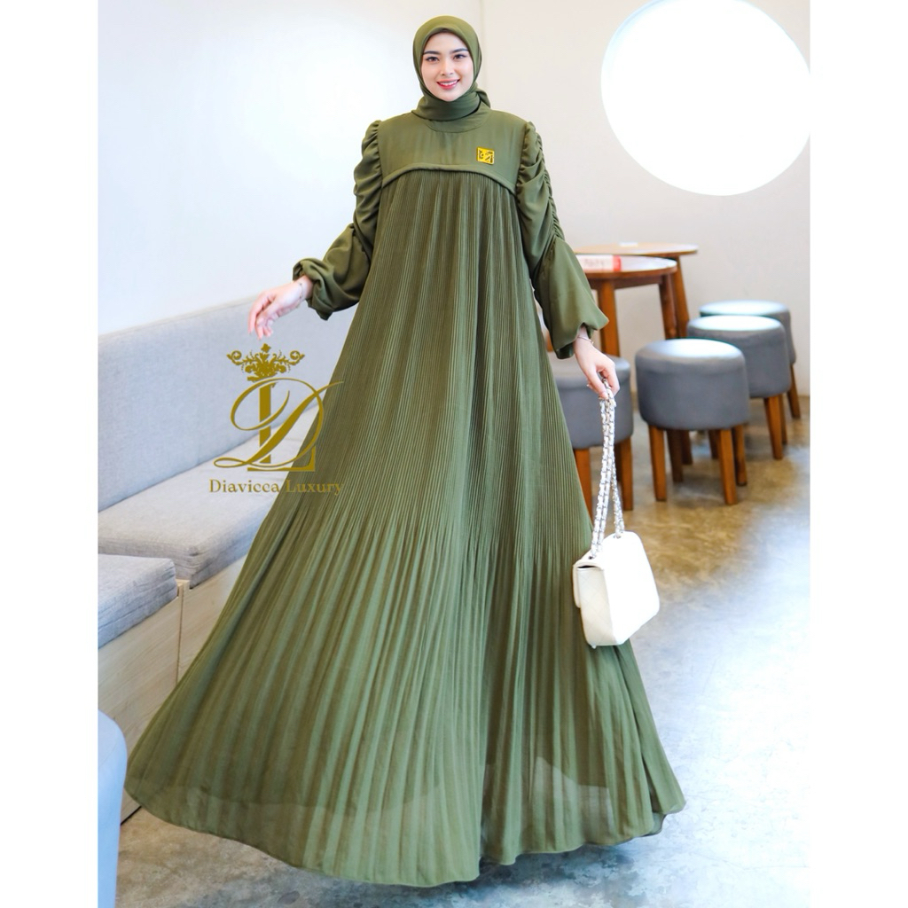KAMILA DRESS Gamis Pliskit Set Hijab Pakaian Muslim Wanita Plisket Premium Aurel Dress Shayla Dress 