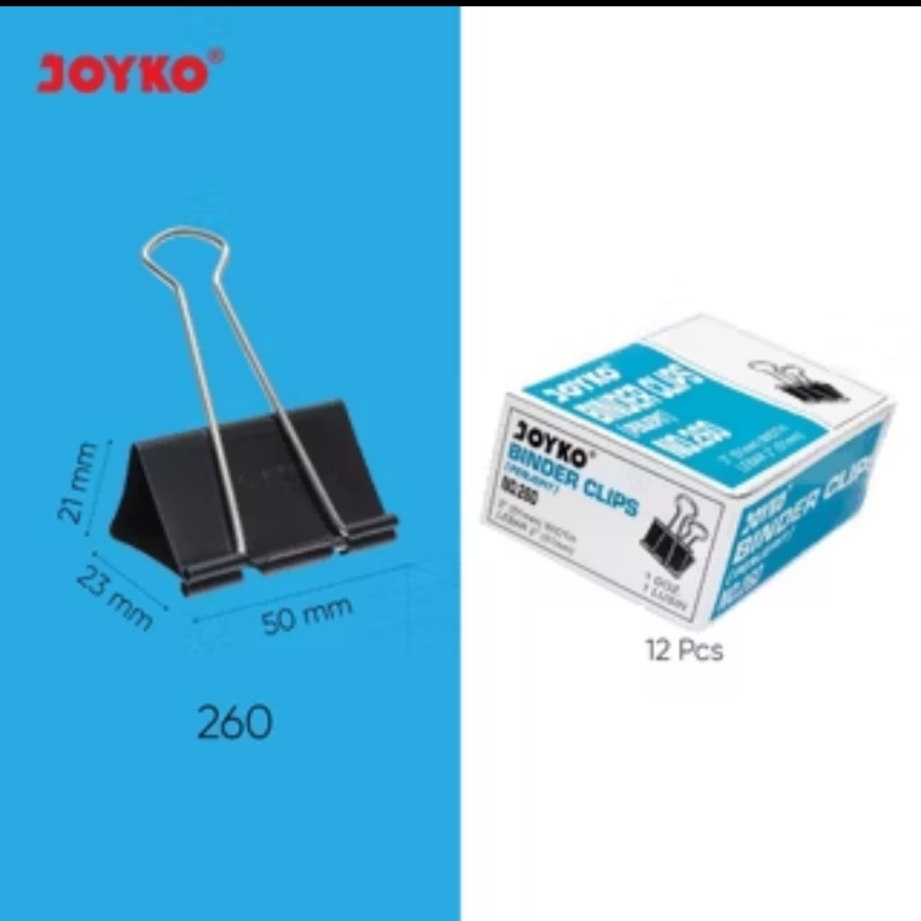 

Klip Penjepit Kertas Black Joyko 1 Box isi 6 Pcs Binder Clip No.260