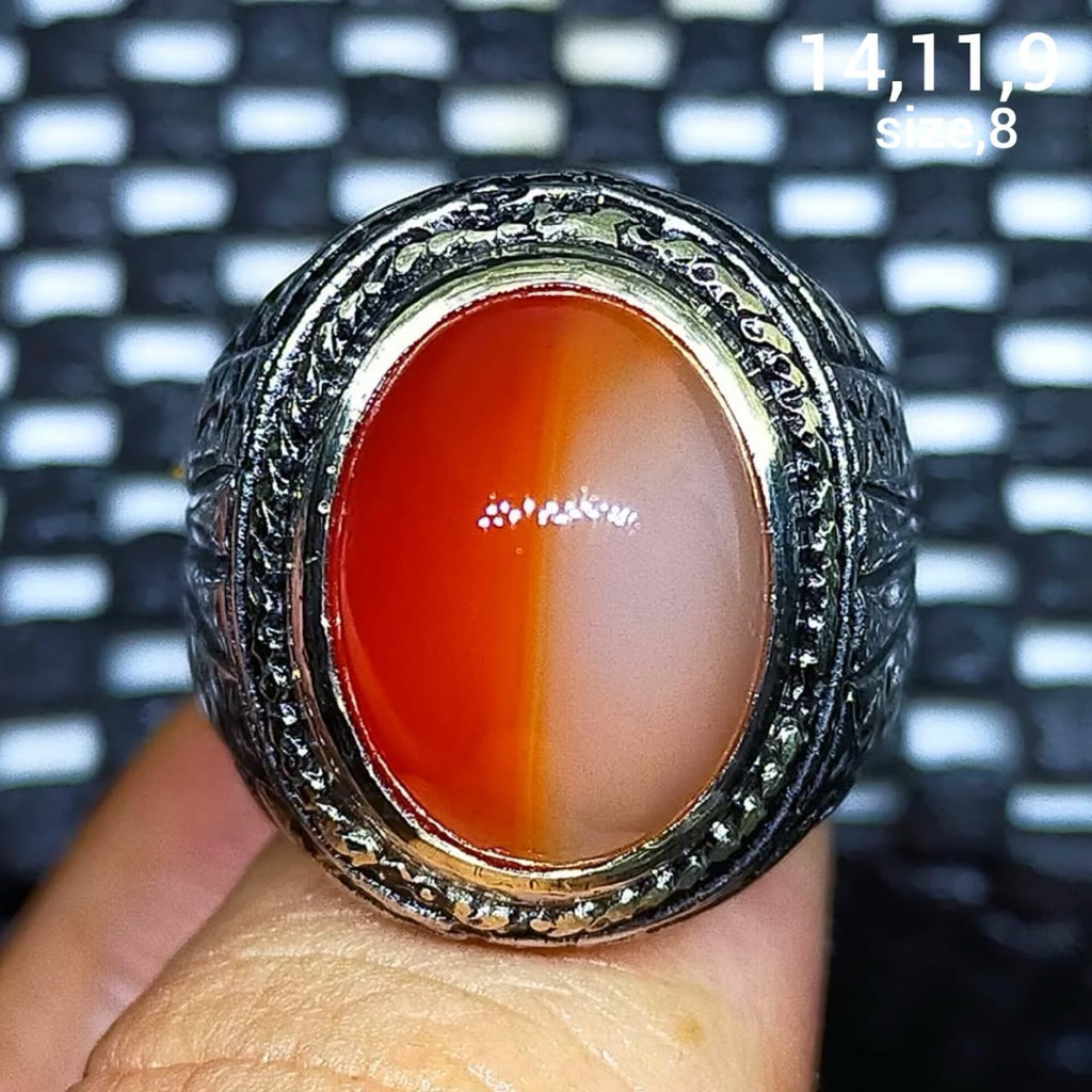 Cincin batu akik asli kendit merah putih antik top hq natural (asli alam)