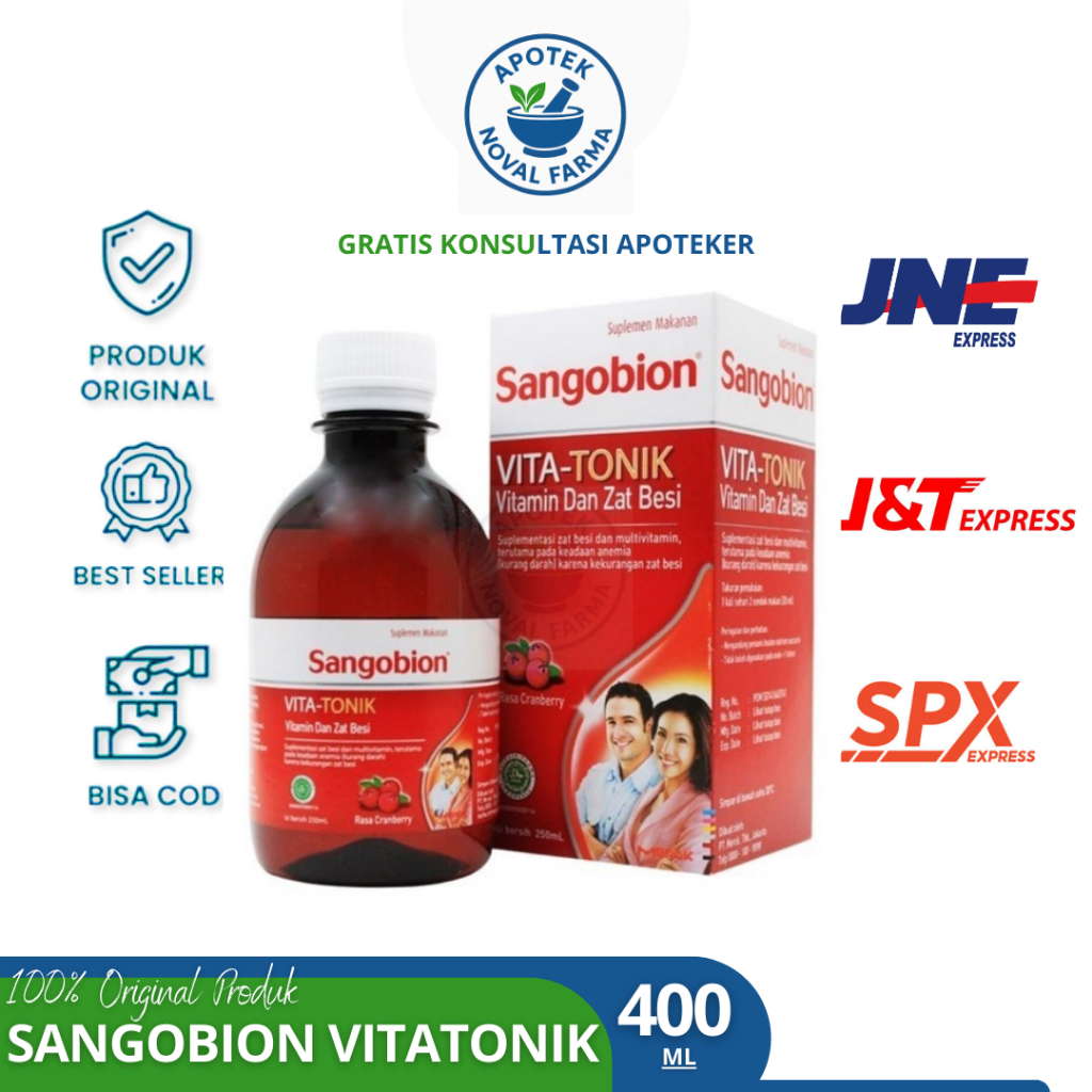 (Live) Sangobion Vita-Tonik Sirup 400ml Suplemen Zat Besi Multivitamin Atasi Anemia 400 ml Sangobion
