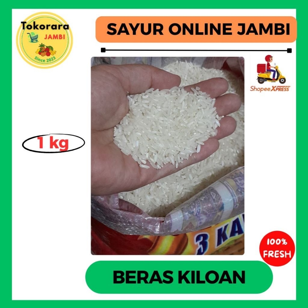 

Beras 1kg Repack King/Belido/Topikoki-tokorara.jambi
