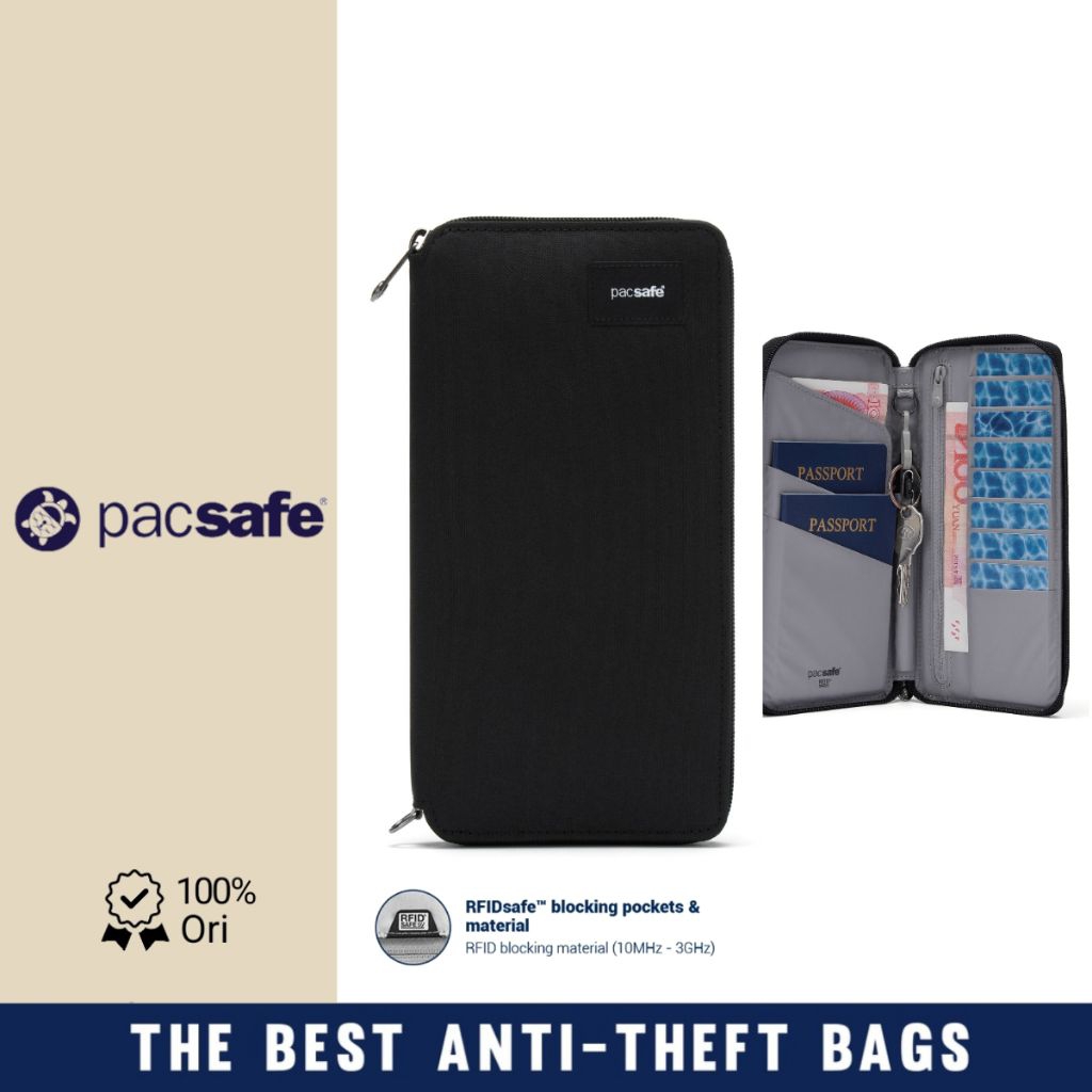 Pacsafe Dompet Travel RFIDsafe Passport Zipper wallet Continental