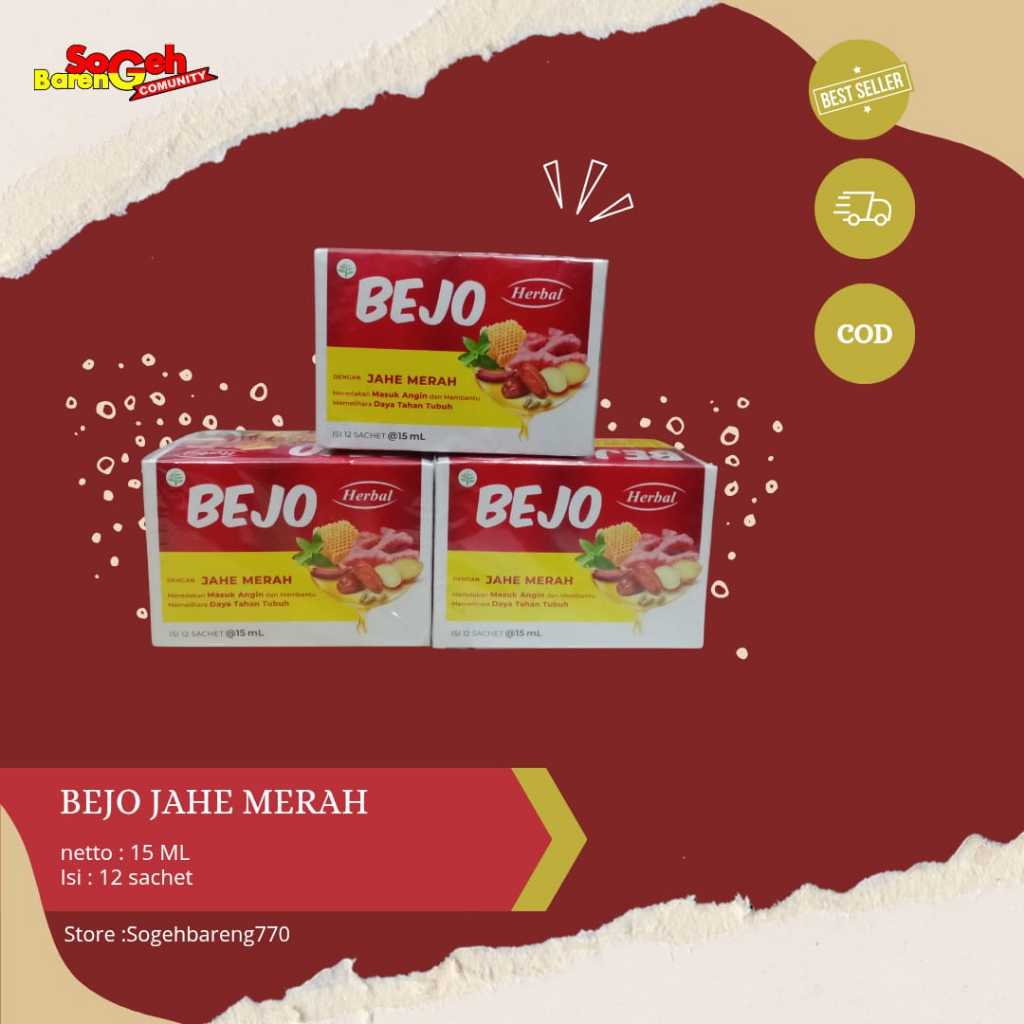 

PAKET 3 BEJO JAHE MERAH-PER BOX ISI 12 CUSHET- ISI BERSIH 15 ML