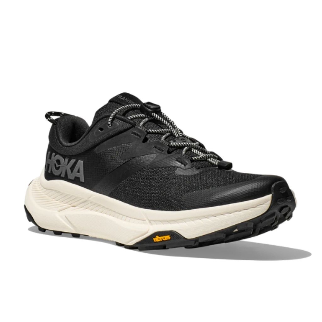 Sepatu hiking pria hoka one one transport black white
