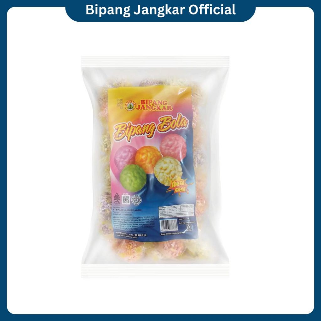 BIPANG/JIPANG / PUFF RICE JANGKAR PASURUAN BOLA ANEKA BUAH 5 RASA ISI 50 PCS