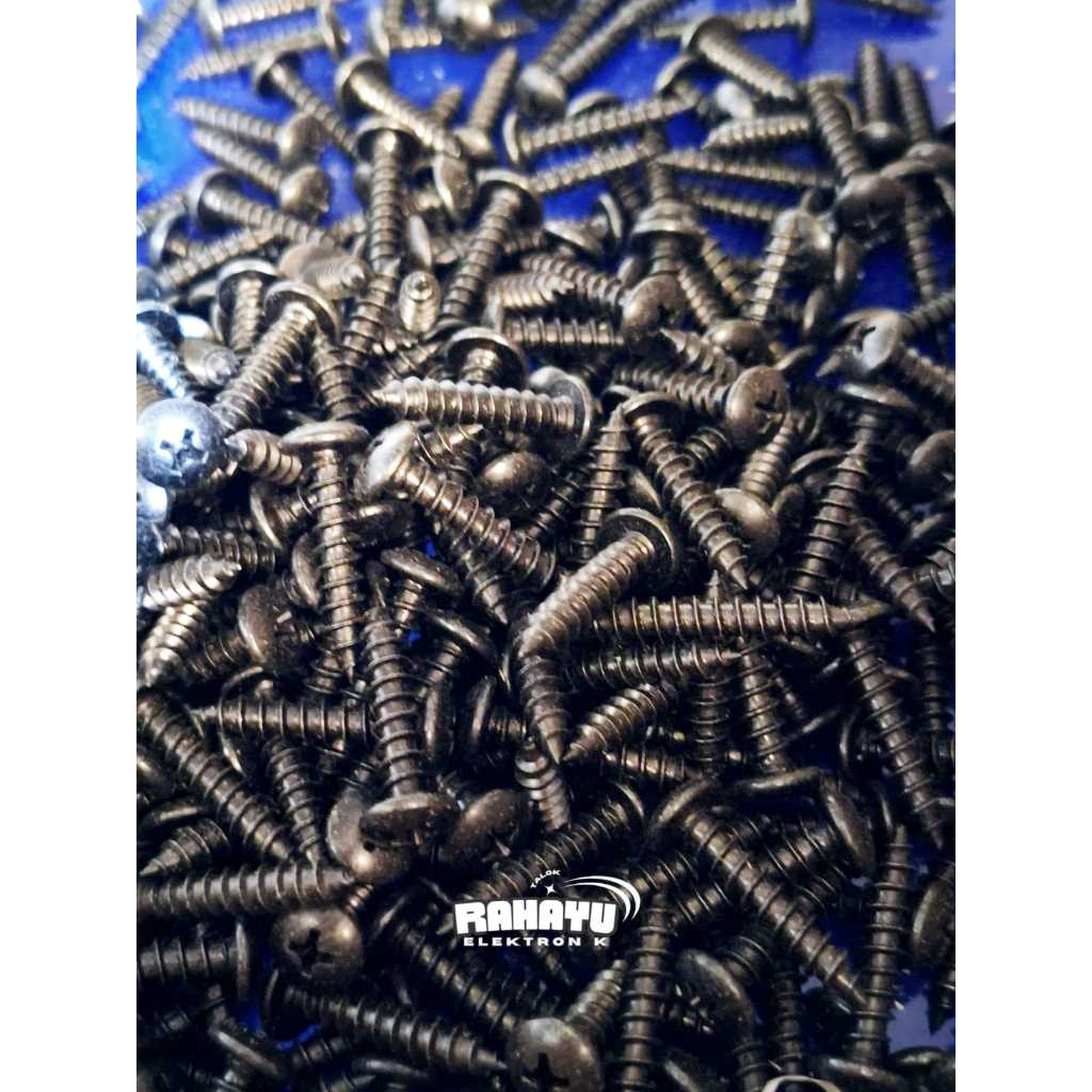 (100 Biji) Baut Tapping M5 Skrup Hitam Baut Speaker Payung Hitam