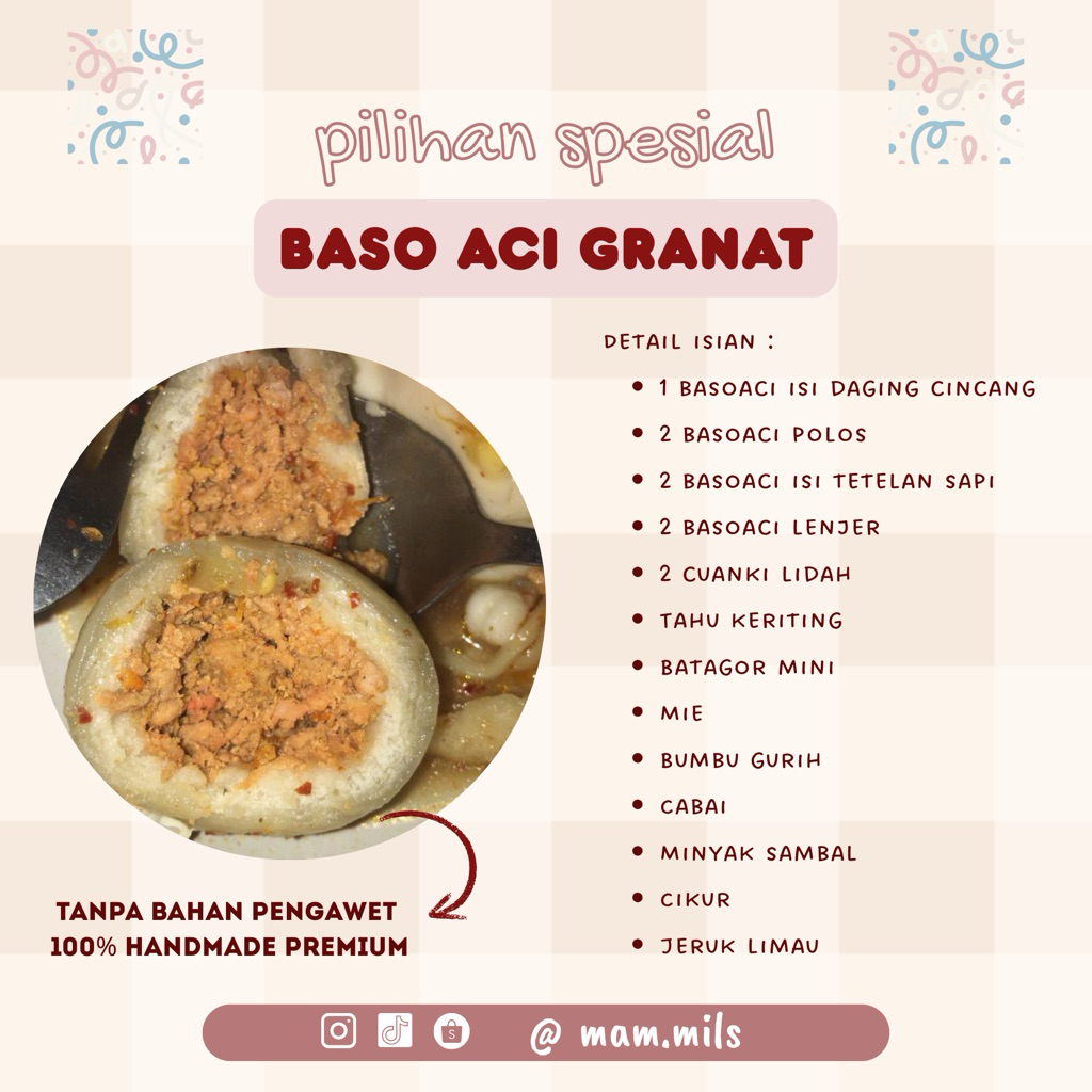 

Baso Aci Granat Ayam Cincang