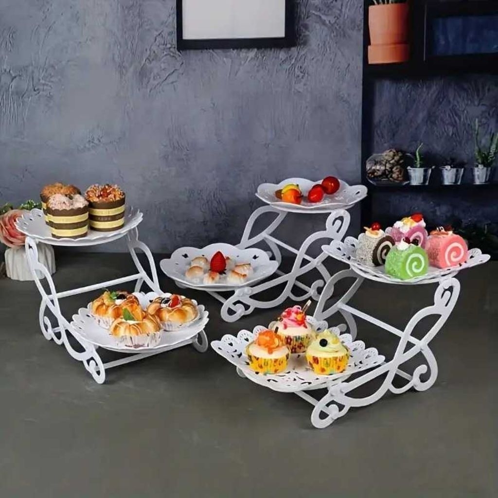 SALE- Rak Kue Susun 2 Tingkat Multi Layer Piring Tatakan Kue Bicycle Cake Fruit Tray
