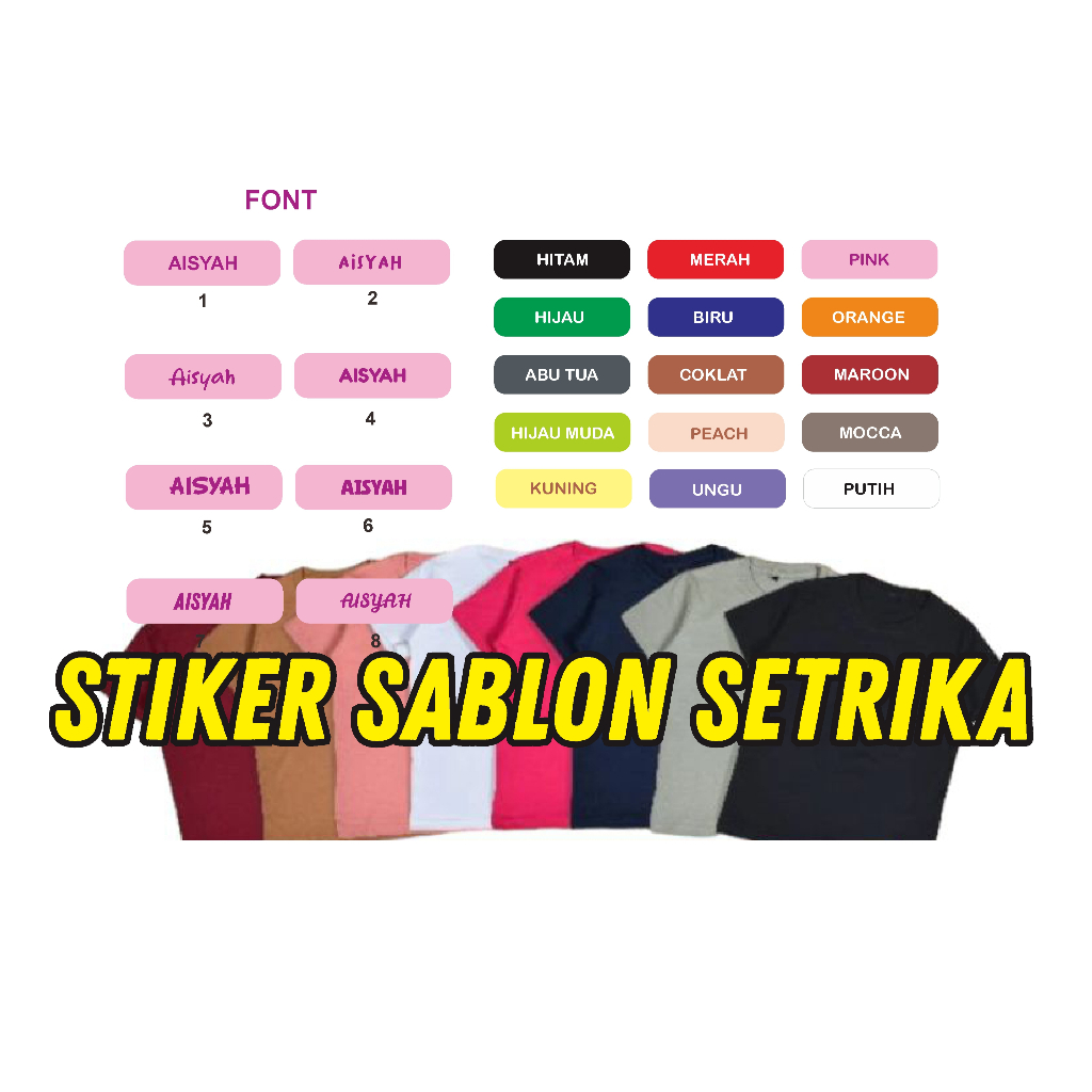 

Stiker Kain Label Nama Baju Anak Sekolah Pesantren Asrama Name Tag Laundry Sticker Sablon Setrika DTF Custom Siap Press