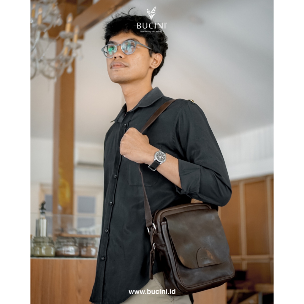 Leather Sling Bag BUCINI Evian I Tas Selempang Kulit Pria BUCINI Evian