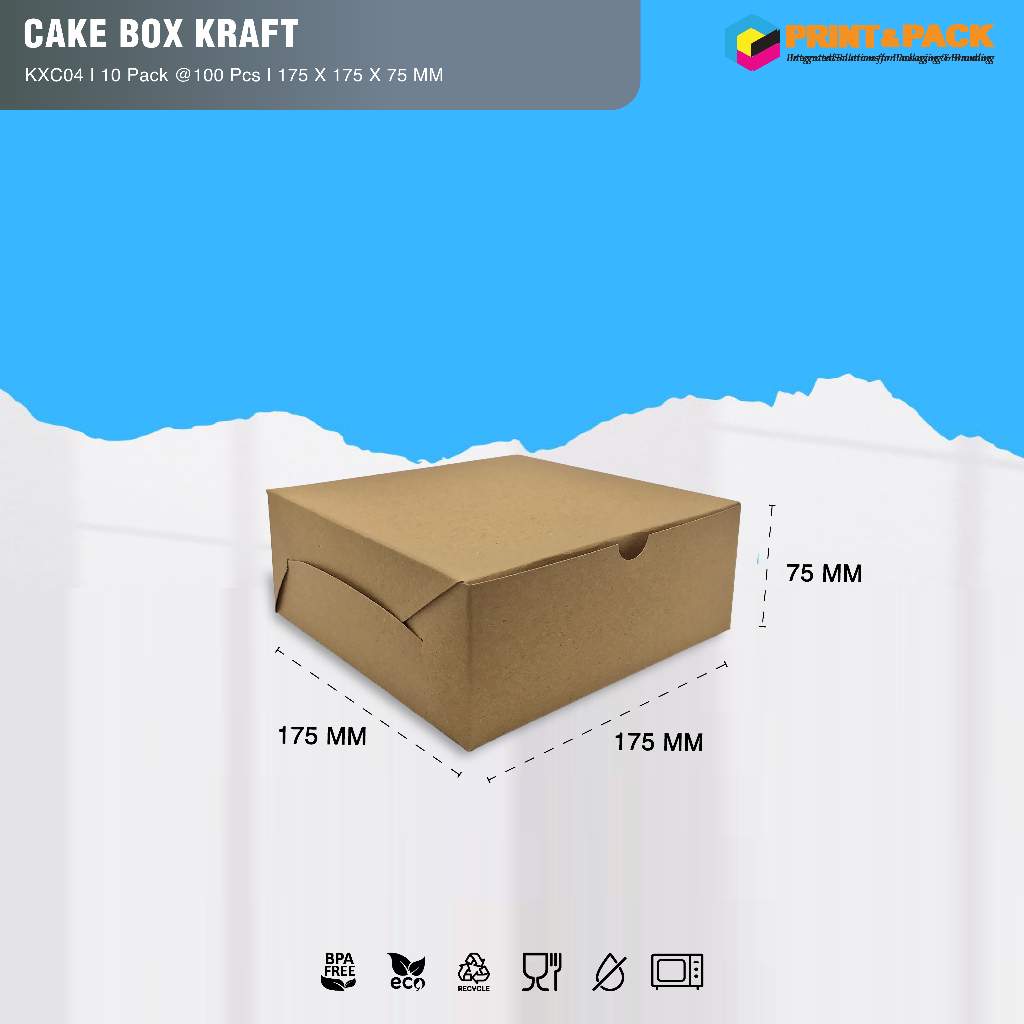 

Cake Box Kraft 17,5x17,5cm isi 100pcs / Dus Kotak Makan Square Coklat