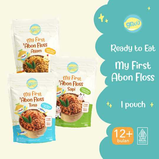 

Grouu - Abon Kids Ayam/Sapi/Tuna (cocok untuk 12+ Bulan) - Tekstur lebih padat dibanding Abon Mpasi - No MSG
