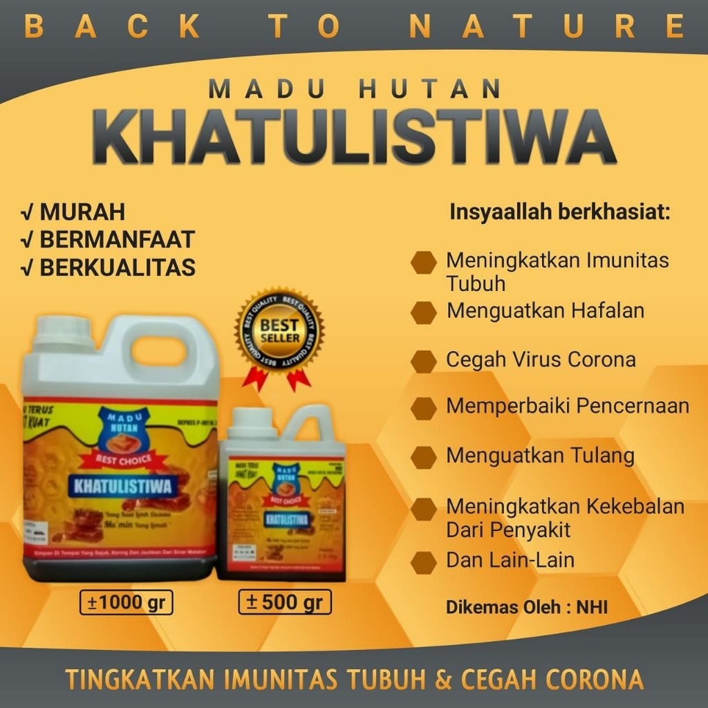 

Madu murni madu hutan khatulistiwa kemasan 1 kg