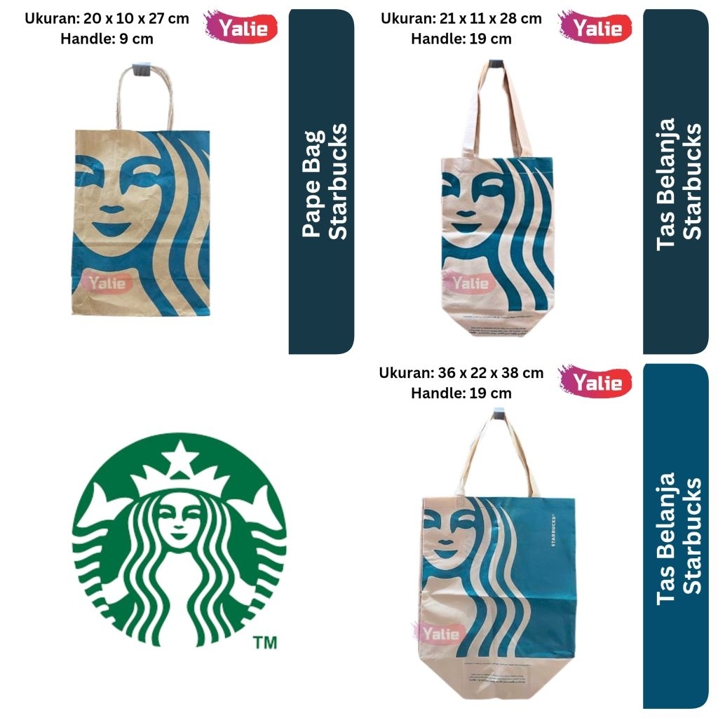 Tas Belanja Starbucks Sbucks Sbuck Sbux Spunbond Reusable Tote Bag Kantong Belanja Tas Lipat Shoppin