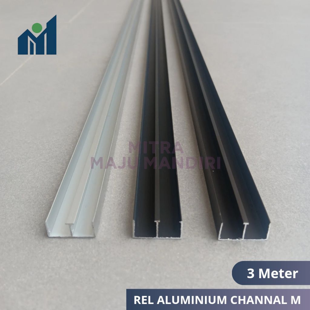 Rel Aluminium M 2 Jalur Rell Pintu Kolong meja Dapur Sliding 3 Meter
