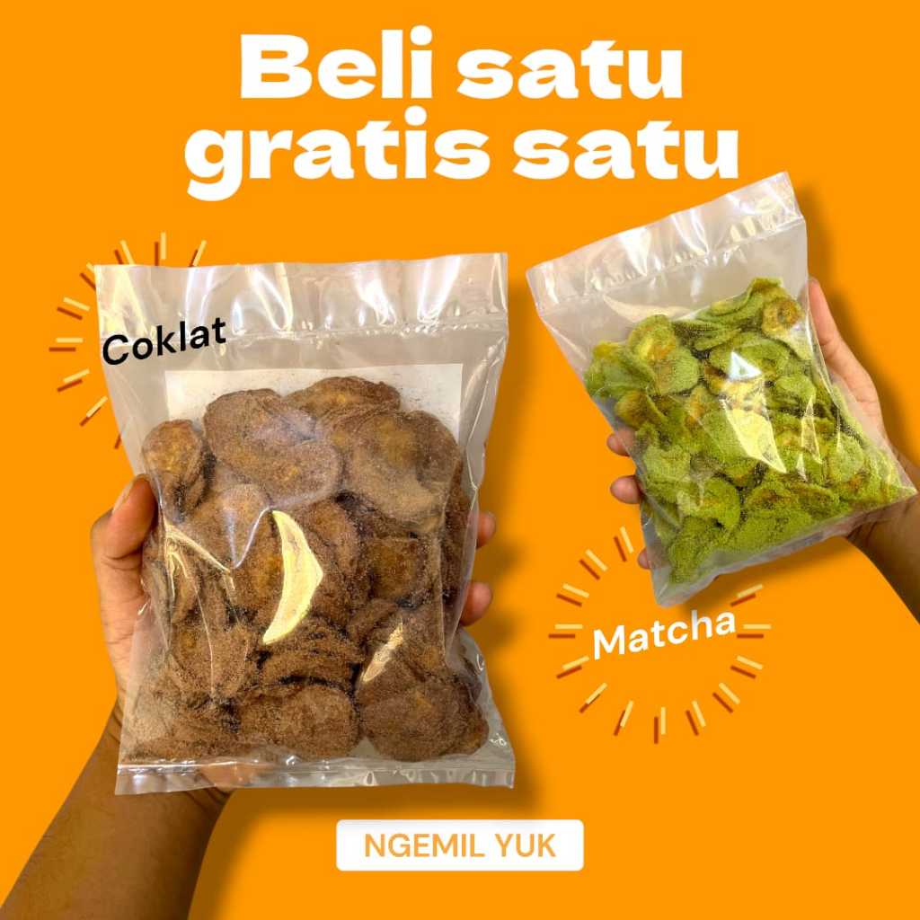 

Beli satu gratis satu keripik pisang coklat spesial promo enak gurih renyah