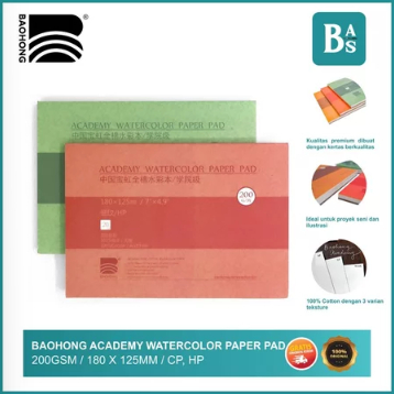 

Baohong Academy Watercolor Paper Pad - 200gsm / 180 x 125mm 100% cotton HP/CP - SAS