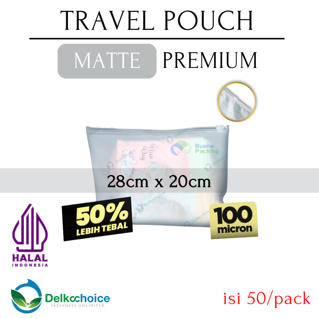 DELKOCHOICE TRAVEL POUCH MATTE PREMIUM 100mic 28x20
