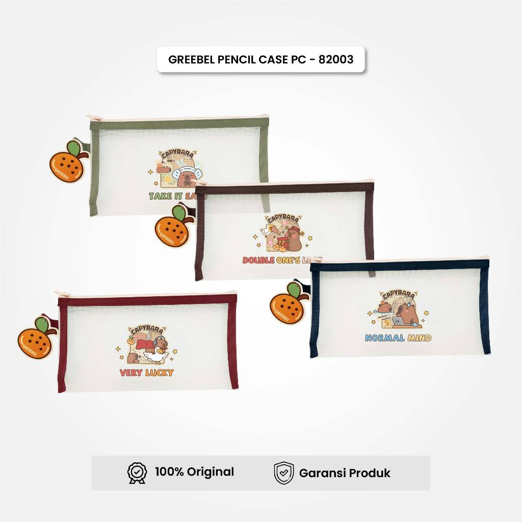 

Greebel Tempat Pensil Capybara | PENCIL BAG PB-82003 (PCS) Pouch Jaring Transparan Zipper Bag Alat Tulis