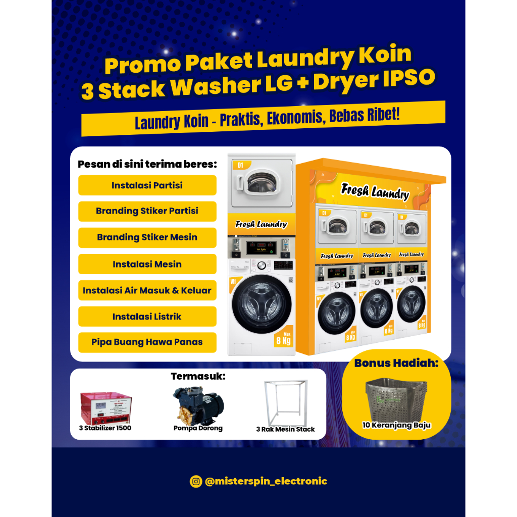 PROMO HADIAH Paket Usaha Laundry Koin LG Ipso - Paket Laundry Self Service