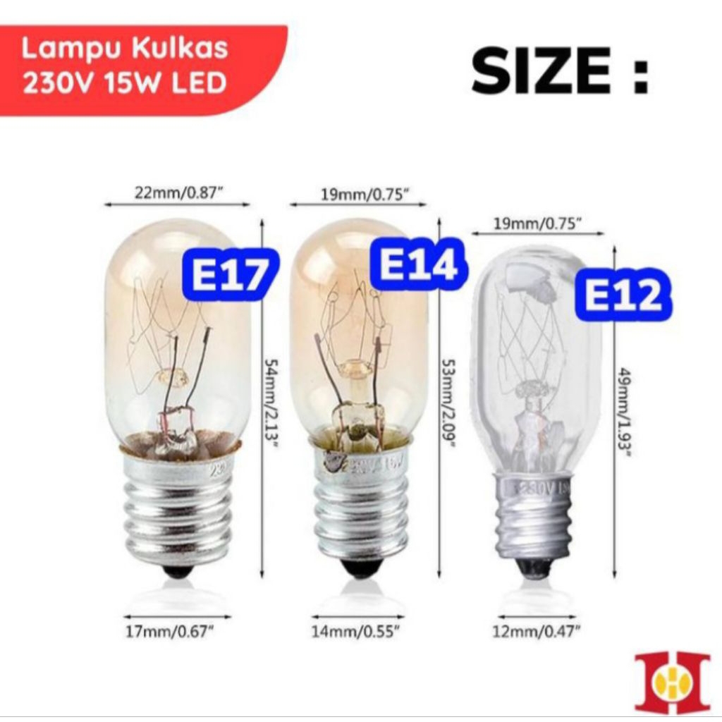 Bohlam Bolam Lampu Kulkas Fitting E12 E14 E17