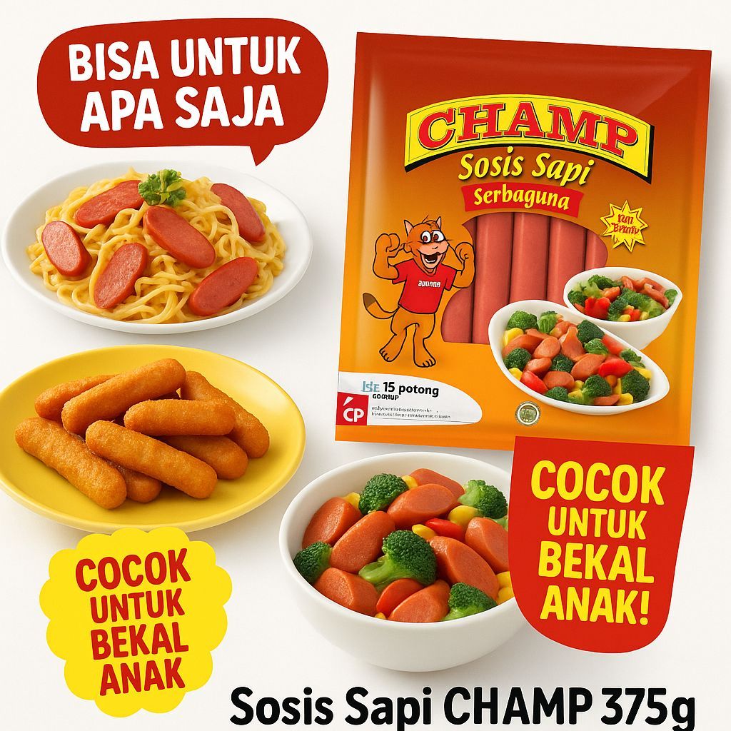 

Sosis Champ Beef Sausages Serbaguna 375gr Sosis sapi enak dan praktis