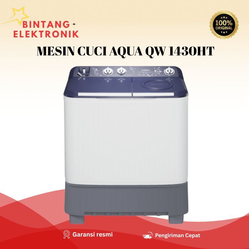 AQUA Mesin Cuci 2 Tabung 14kg QW-1430HT - Kapasitas Besar, Hijab Mode, Air Dry