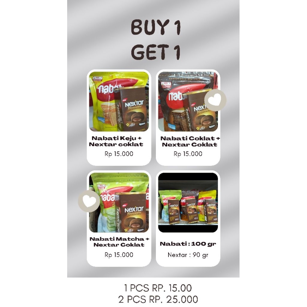 

nabati coklat nabati keju nabati Matcha 100 gr free nextar 90 gr