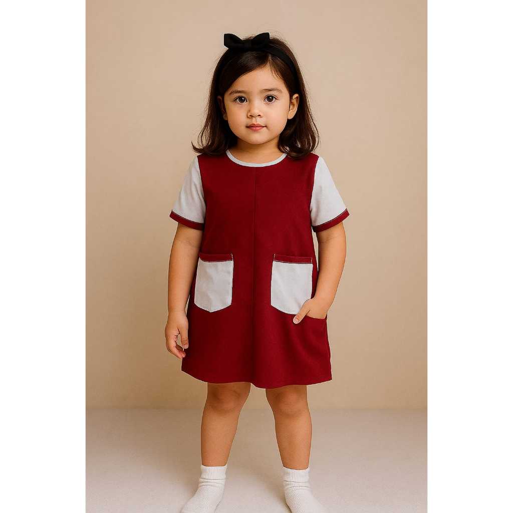 Dress agustusan Anak Perempuan Lucu Model Korea merah putih -Gaun Casual Bayi Balita 1-5 Tahun