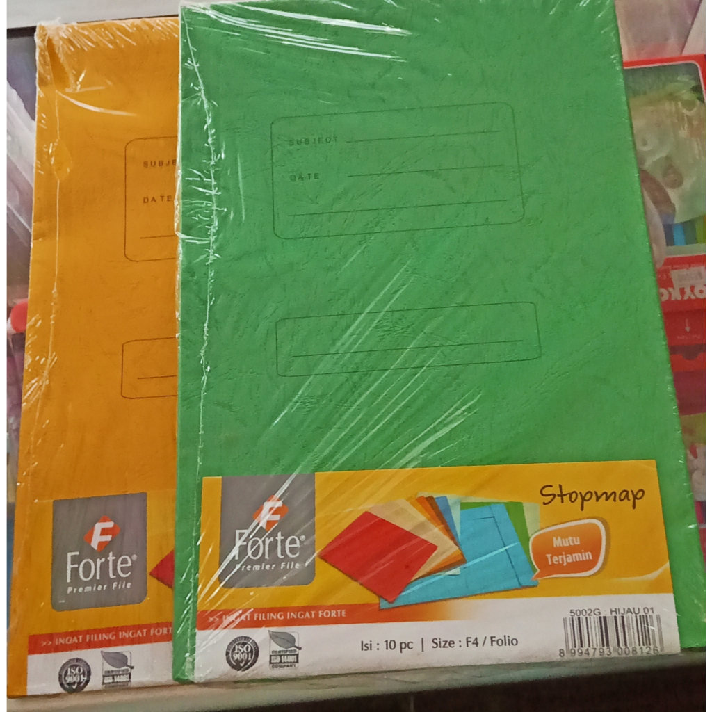 

Forte Stopmap - 1 Pack/10Pcs - Kertas Premium Tebal Warna Kuning Hijau Size F4 Folio untuk Dokumen Kantor Sekolah