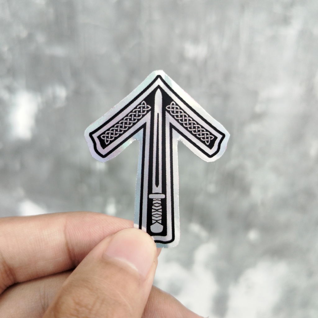 

Sticker hologram Tiwaz Rune Tyr The God Of War Untuk hp laptop motor helm dll