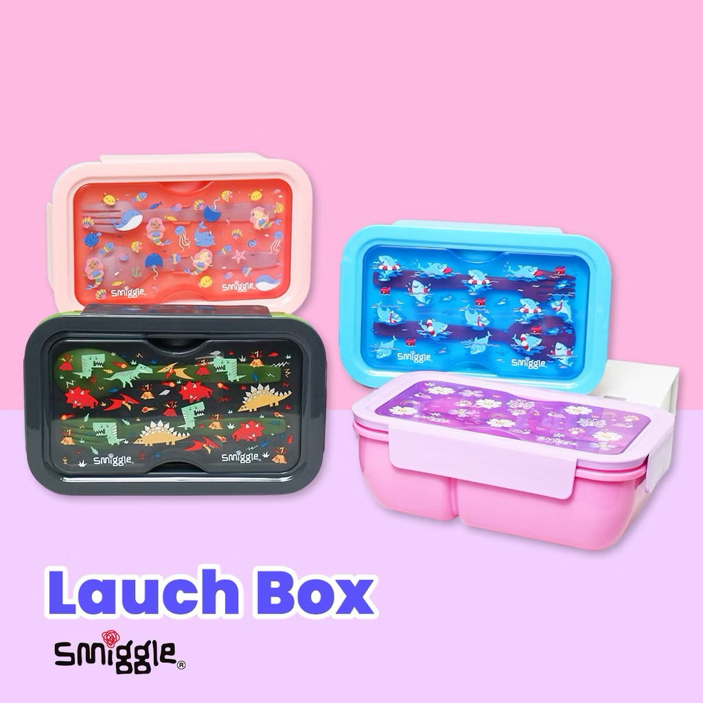 Kotak Makan/Lunch Box/ Bento Box SET Free Sendok Garpu SMIGGLE - Kotak Makan Trendy