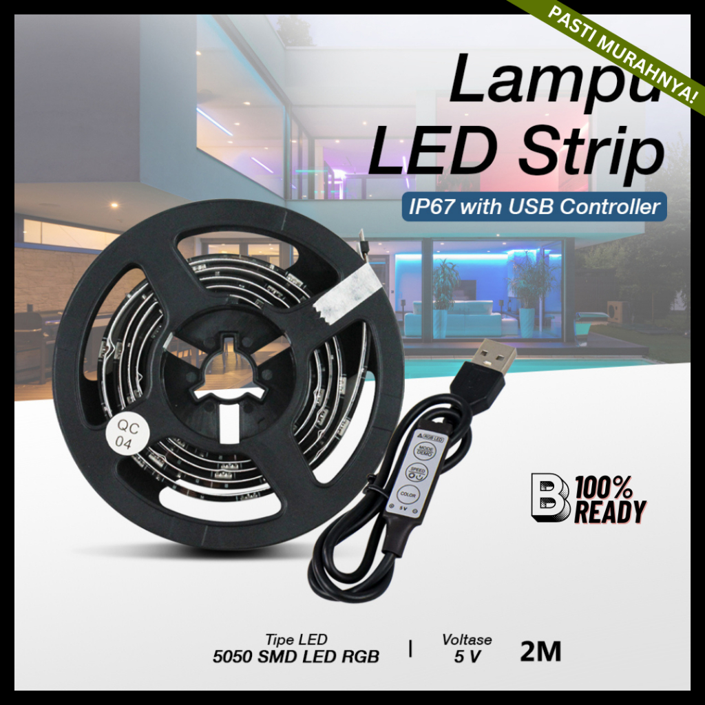 Lampu Led Strip / Led Strip RGB 5050 IP67 / LED Strip 2M / Paket Lampu LED Strip