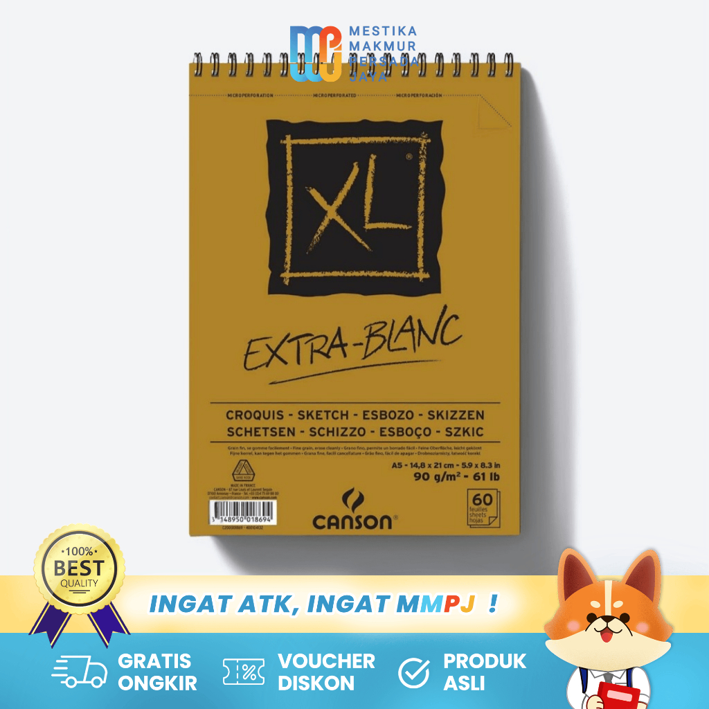 

Canson XL Extra-Blanc A5 90 Gsm 120 Sheets – Kertas Sketsa Serbaguna 200001869