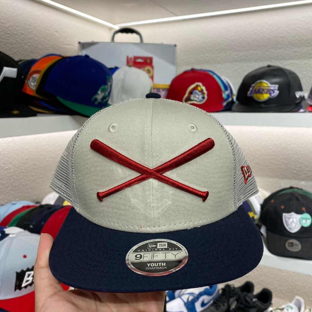 New Era Justfitteds Crossed Bats Red Trucker Snapback Youth