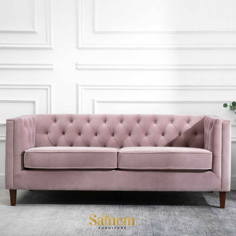 Sofa Chesterfield Abu Mewah & Nyaman – Model Klasik Modern