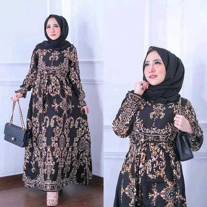 Gamis Canada Terbaru 2026 Bahan Katun Mikro Adem Motif Batik Sultan Resleting Depan Bussui Freindly 