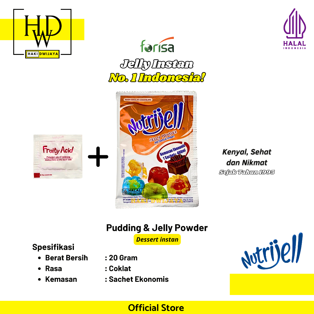 

Nutrijell Jelly Ekonomis Bubuk Jelly Serbaguna 20 gram x 12pcs Rasa Coklat