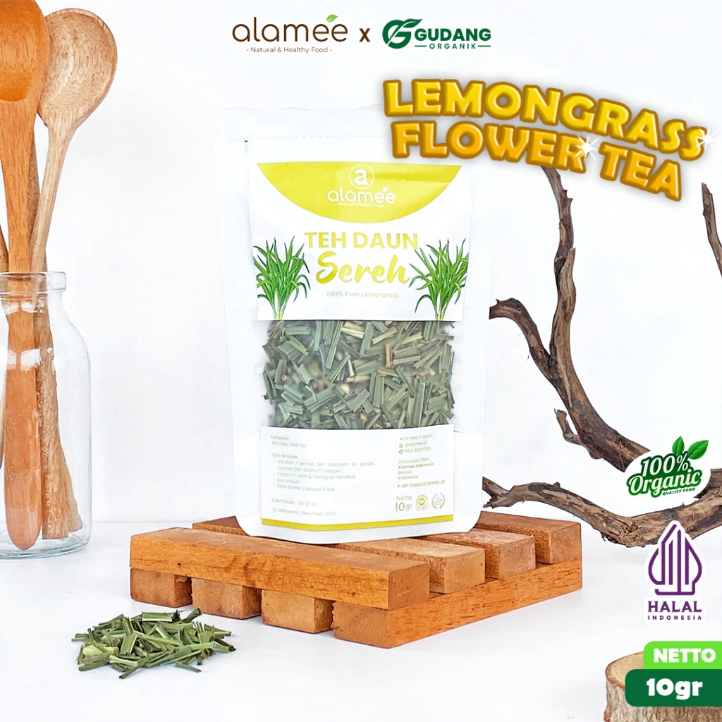 

alamee teh bunga lemongrass merupakan pilihan organik 10 gram yang mudah diseduh dan menyegarkan